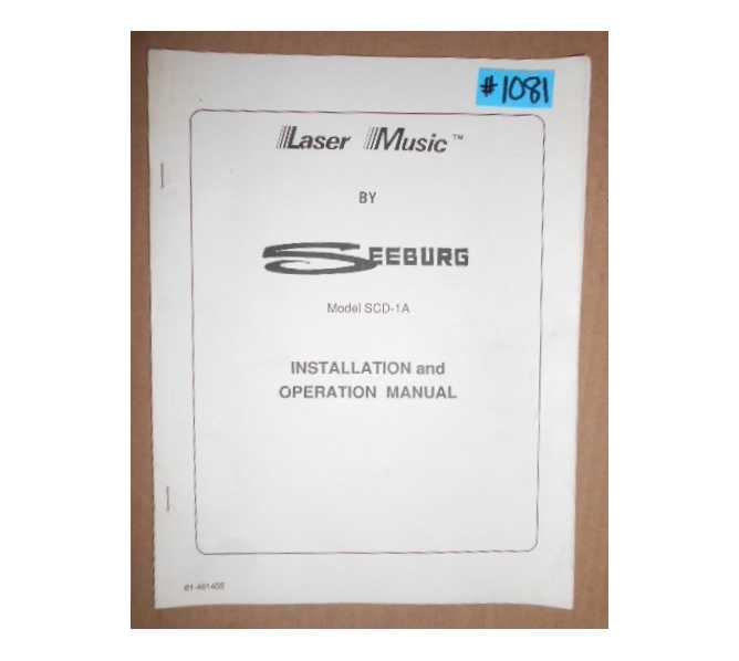 SEEBURG MODEL SCD-1A Jukebox INSTALLATION and OPERATION MANUAL #1081